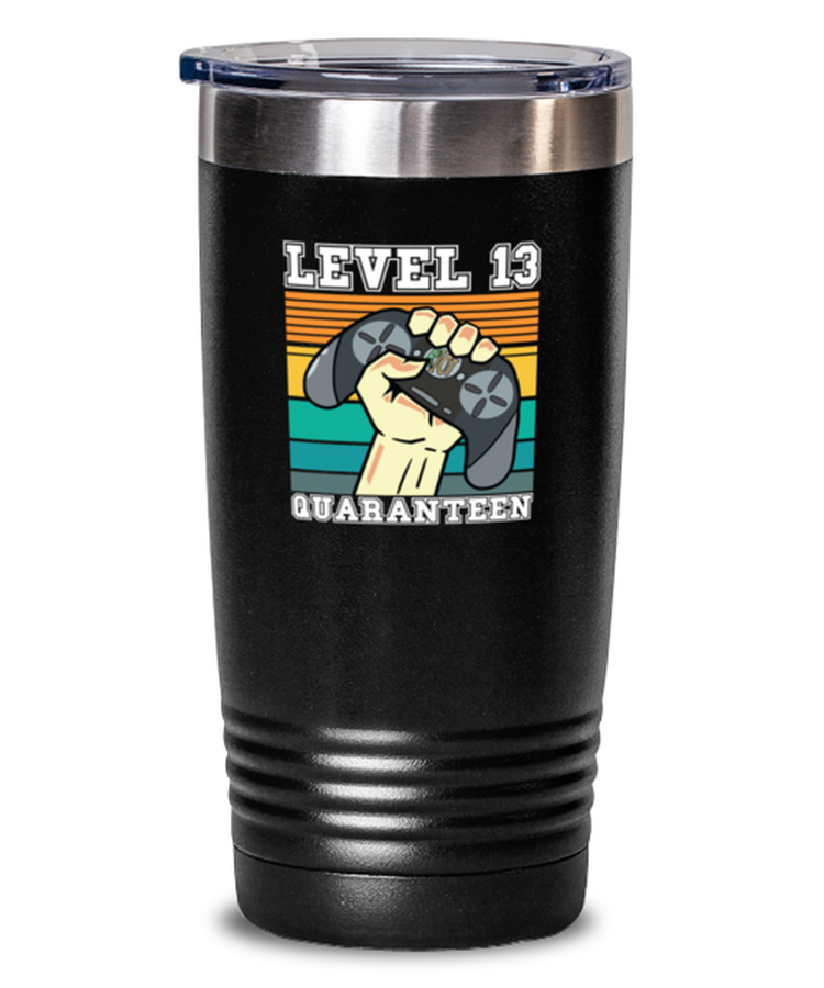 20 oz Tumbler Stainless Steel Insulated  Funny Level 13 Quaranteen Arcade Gaming