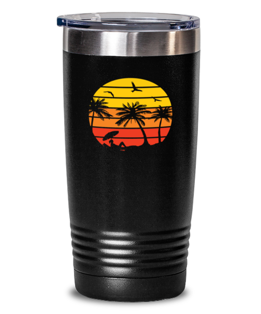 20 oz Tumbler Stainless Steel Insulated  Funny Beach Sunset Palm Tree