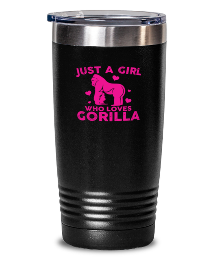 20 oz Tumbler Stainless Steel Insulated  Funny Just A Girl Who Lover Gorilla Gorillas Apes Monkeys