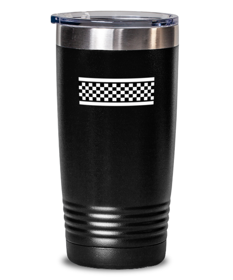 20 oz Tumbler Stainless Steel Insulated  Funny Checkered Black And White Pattern Race Racing