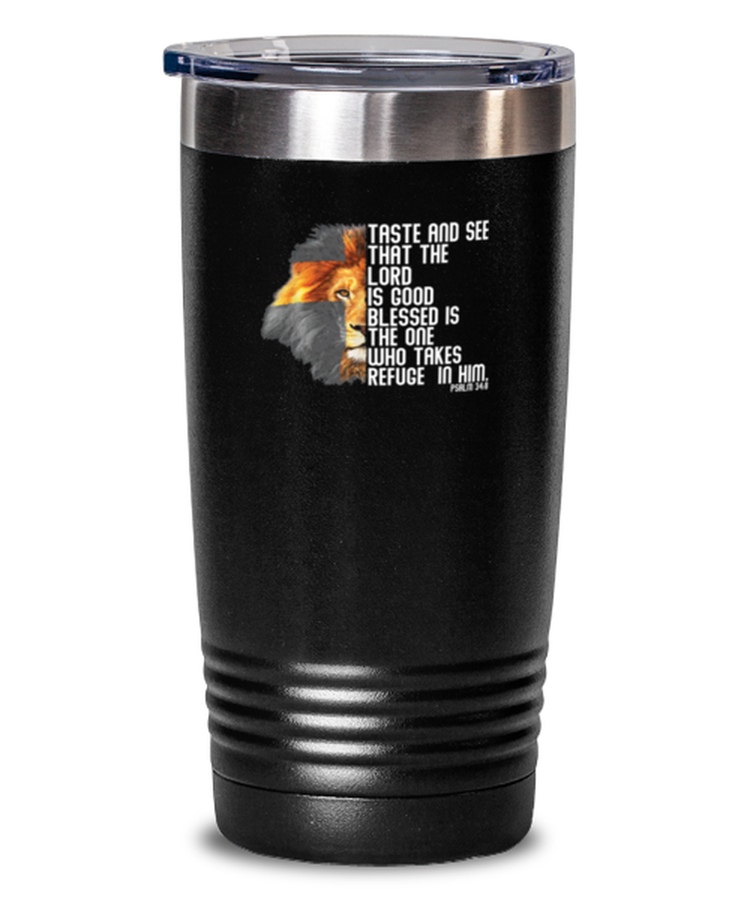 20 oz Tumbler Stainless Steel Insulated Funny Psalm quotes Lion Bible Verse