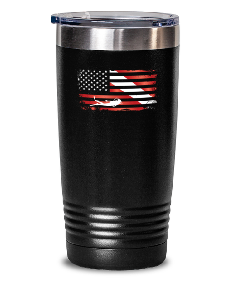 20 oz Tumbler Stainless Steel Insulated  Funny Diving American Flag Patriotic