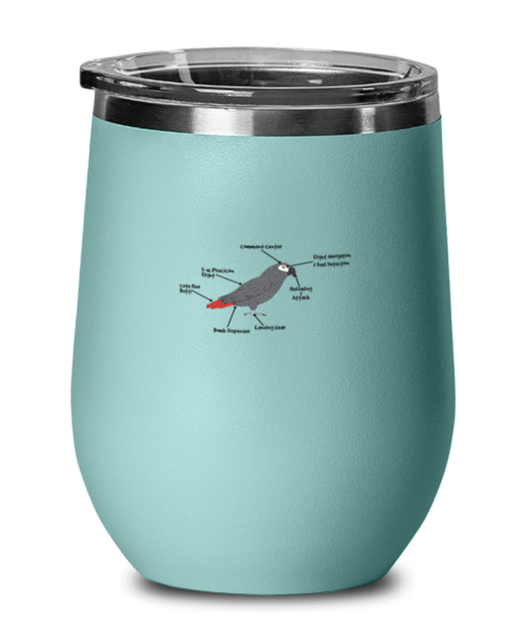 Wine Tumbler Stainless Steel Insulated  Funny Anatomy Of An African Grey Parrot Birds Animal