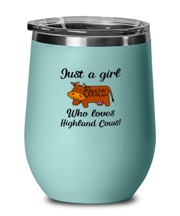 Wine Tumbler Stainless Steel Insulated  Funny Just A Girl Who Loves Highland Cows