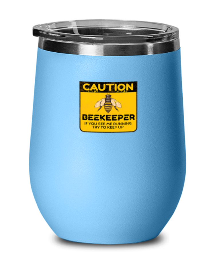 Wine Tumbler Stainless Steel Insulated Funny Caution Beekeeping