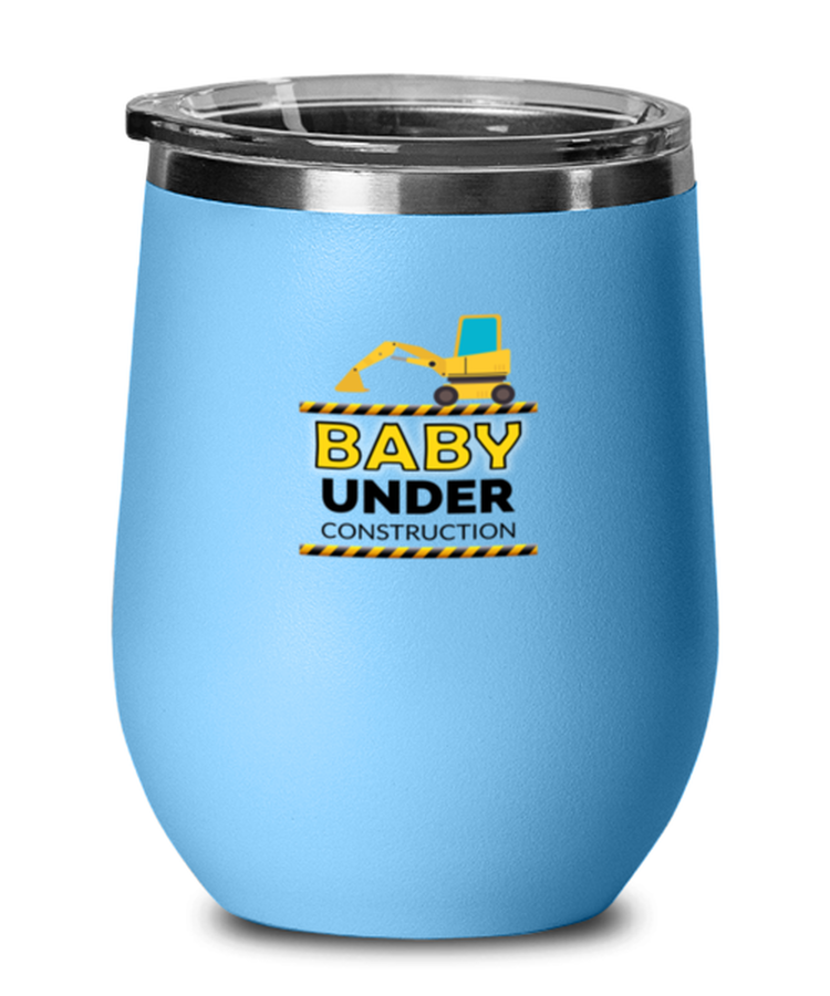 Wine Tumbler Stainless Steel Funny Baby Announcement Under Construction