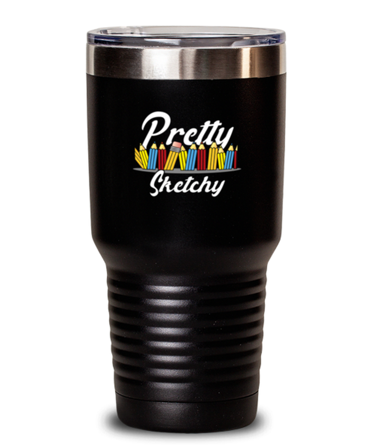 Tumbler 30 oz Stainless Steel Insulated Funny Pretty Sketchy Pencils