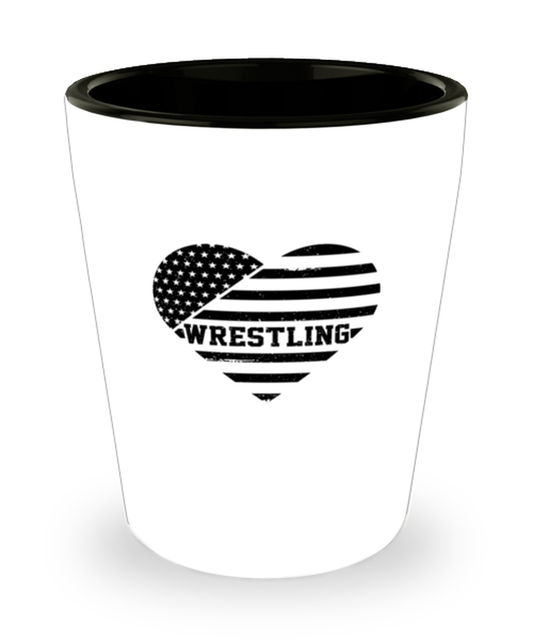 Shot Glass Party Funny Wrestling USA Flag Sports