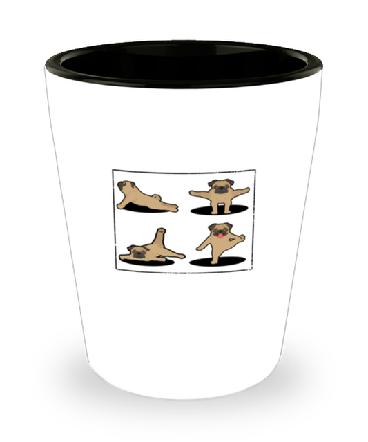 Shot Glass Party Funny Pug Yoga Puppy Workout