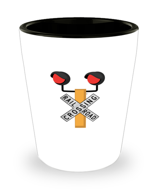 Shot Glass Party Funny Railroad Crossing Train