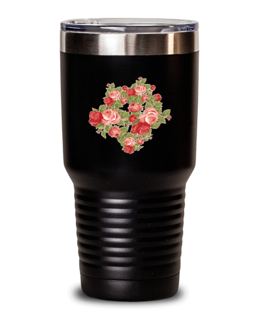30 oz Tumbler Stainless Steel Insulated Funny Roses Flower Floral