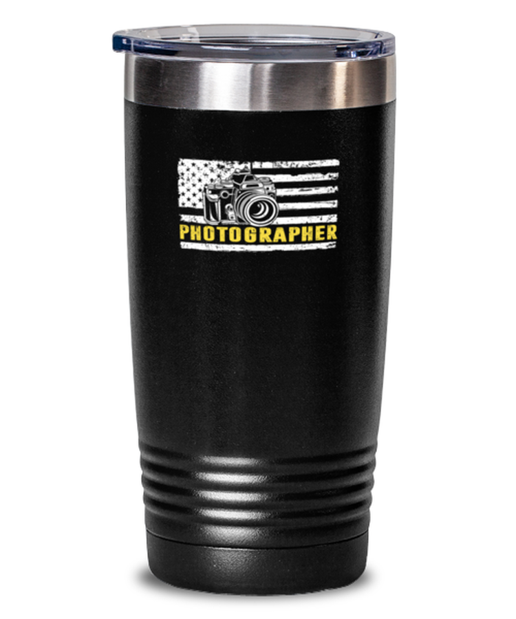 20 oz Tumbler Stainless Steel Insulated Funny Photographer American Flag