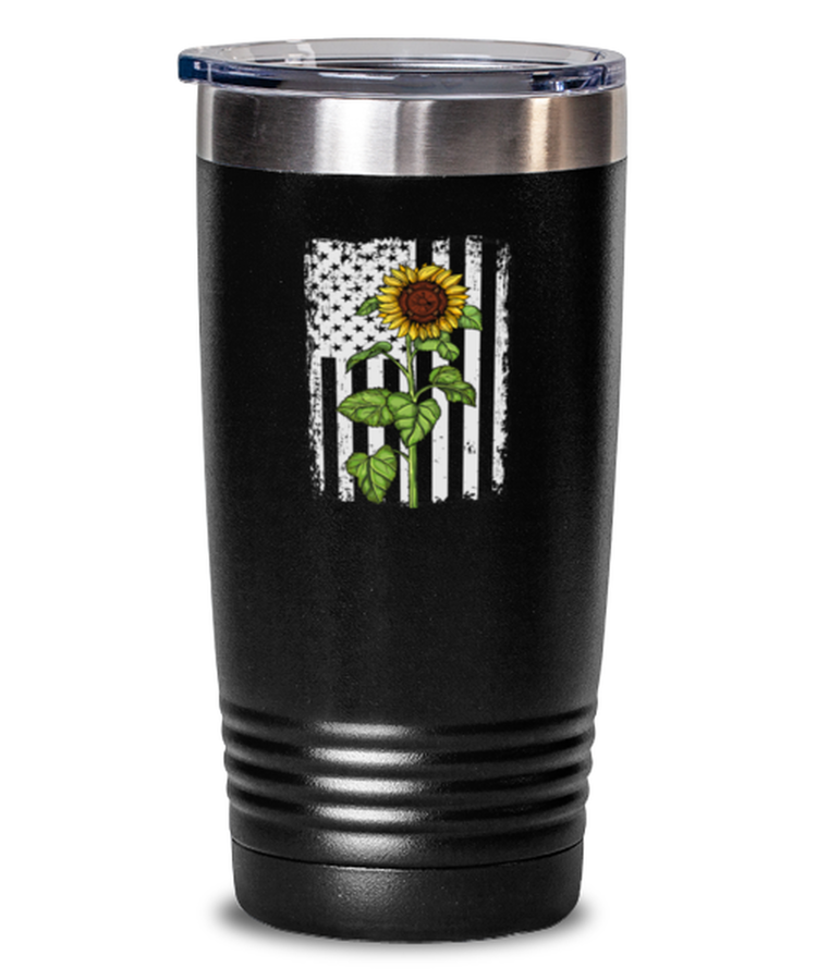 20 oz Tumbler Stainless Steel Insulated Funny Firefighter Sunflower Fireman