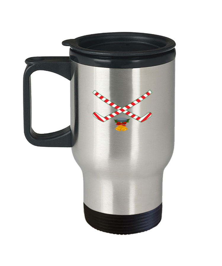 Coffee Travel Mug Funny Hockey Christmas Candy Stick