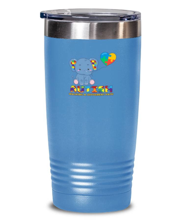 20 oz Tumbler Stainless Steel Insulated Funny Autism Elephant Walking A Different Path