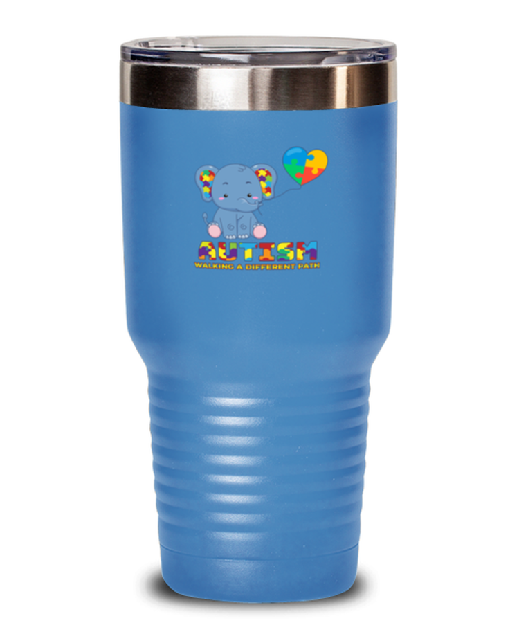 30 oz Tumbler Stainless Steel Insulated Funny Autism Elephant Walking A Different Path