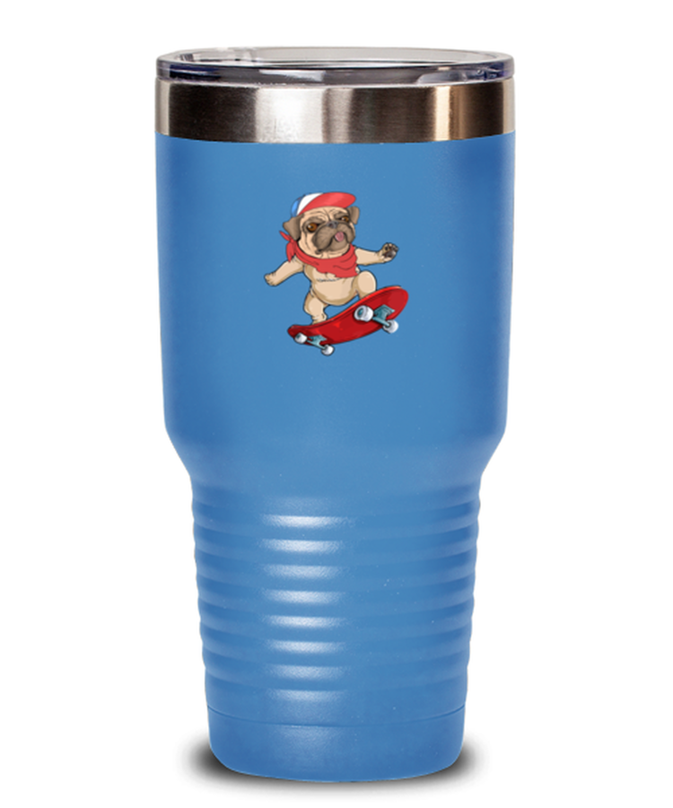 30 oz Tumbler Stainless Steel Insulated Funny Pug Skateboard Sports