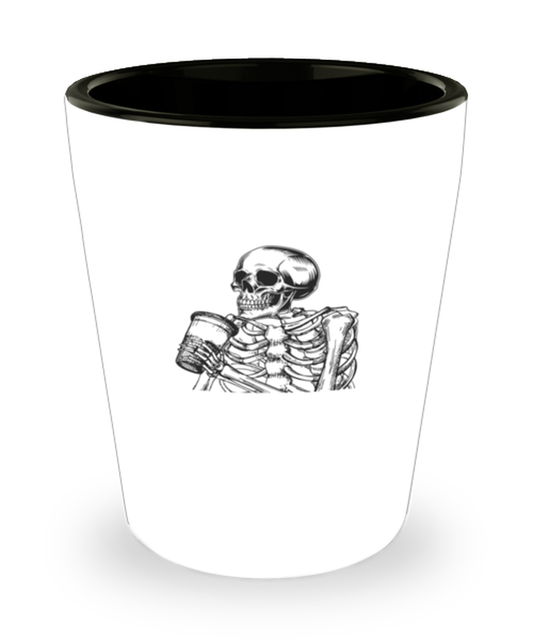 Shot Glass Party Funny Skeleton Drinking Coffee Travel Mug