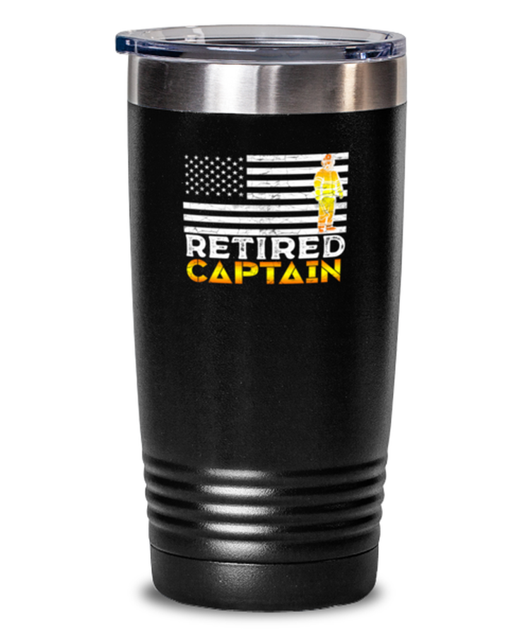 20 oz Tumbler Stainless Steel Insulated  Funny Retired American Firefighter Captain