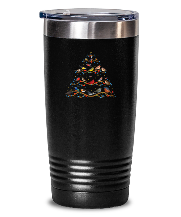 20 oz Tumbler Stainless Steel Insulated  Funny  Birds Christmas Tree  Birdkeeping Animals