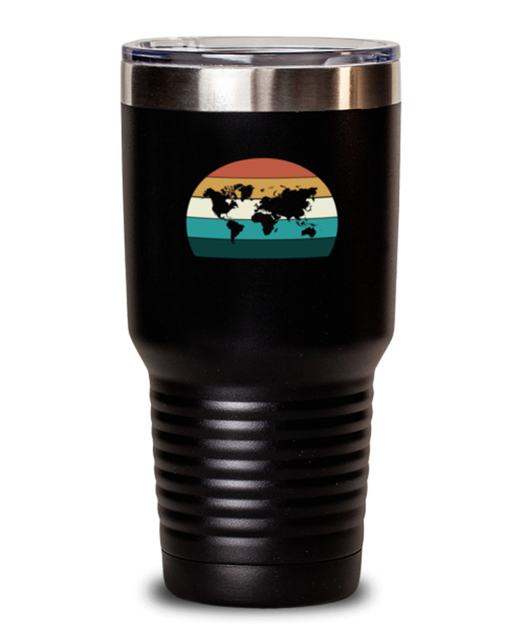 30 oz Tumbler Stainless Steel Insulated  Funny Retro World Map Travel