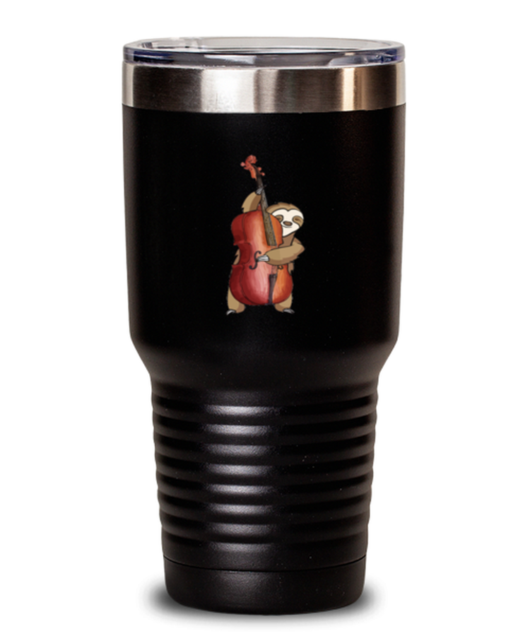 30 oz Tumbler Stainless Steel Insulated  Funny Sloth Playing Upright Bass Musician