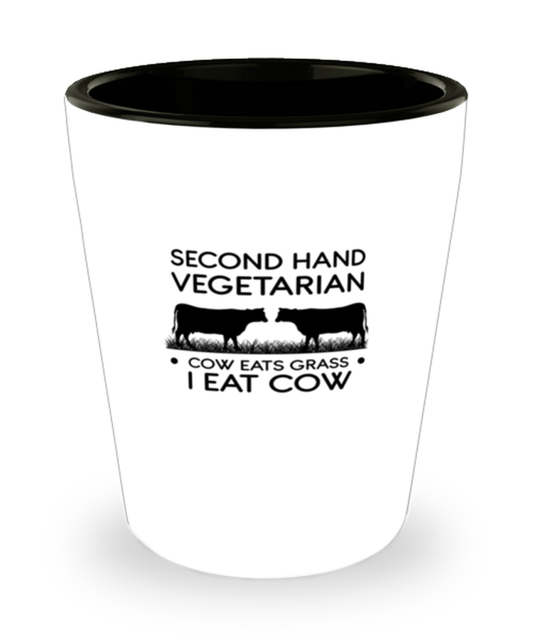 Shot Glass Party Funny Second Hand Vegetarian Cow Eats Grass