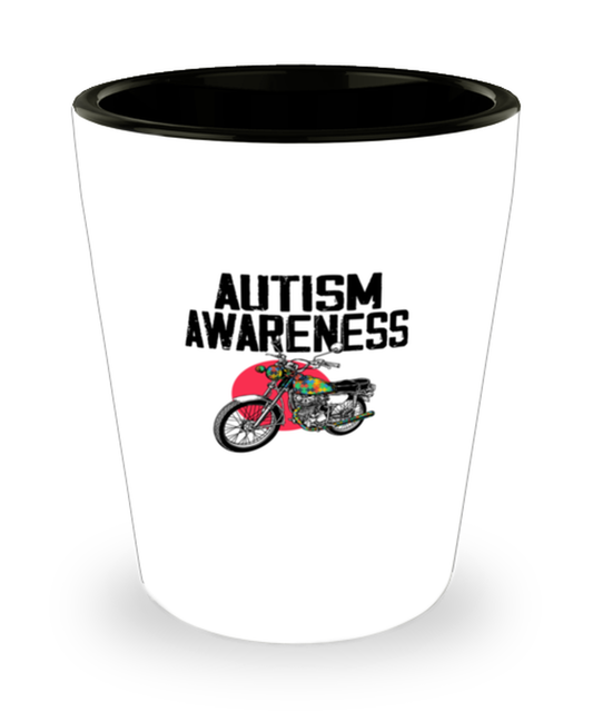 Shot Glass Party Funny Biker Autism Awareness Motorcycle