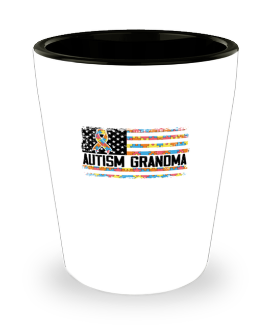 Shot Glass  Funny Autism Grandma American Flag