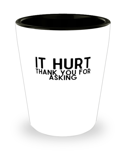 Shot Glass  Funny It Hurts thank you for asking