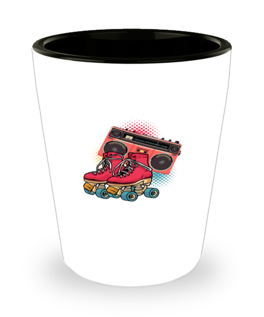 Shot Glass Tequila Mug Funny Roller Skates Boom Box