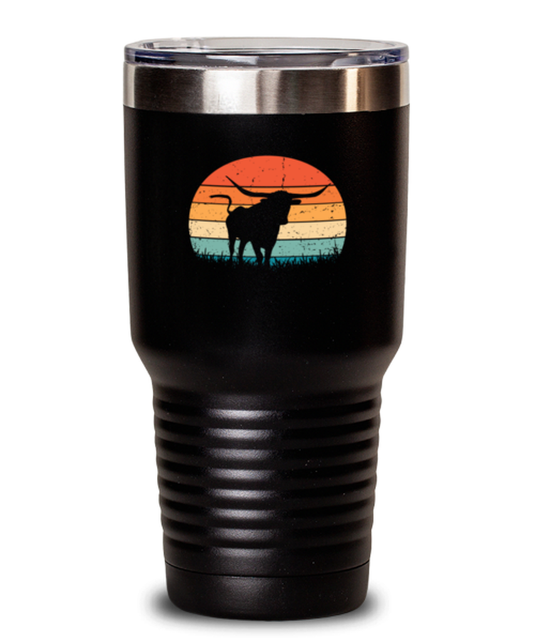 30 oz Tumbler Stainless Steel Insulated Funny Longhorn Cattle Texas Cow Herd