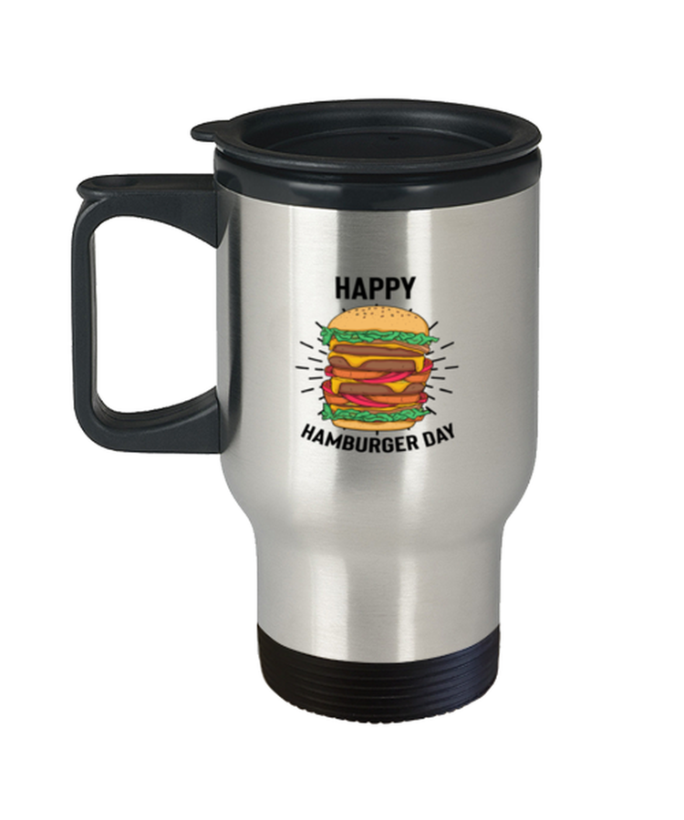 Coffee Travel Mug Funny Happy Cheeseburger Day Foodie