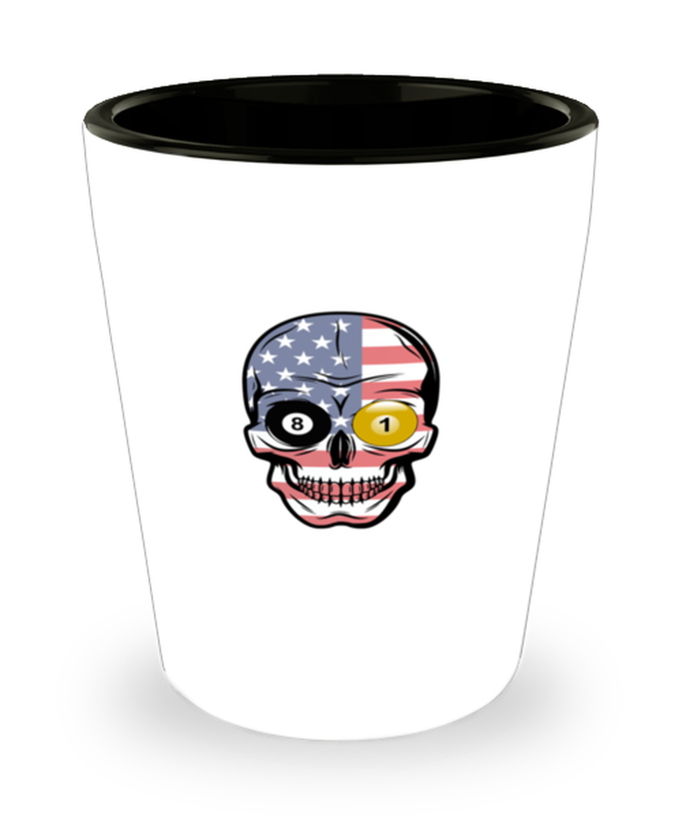 Shot Glass Party Funny Pool Billiard Snooker Skull American Flag