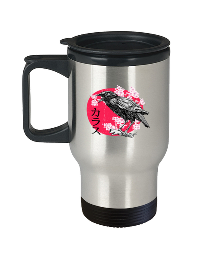 Coffee Travel Mug Funny Japanese Red Moon Raven