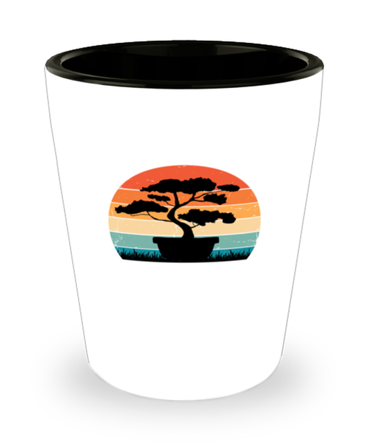 Shot Glass Party Funny Japanese Retro Sun Bonsai Tree