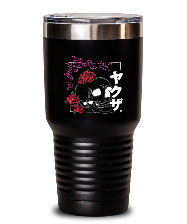 30 oz Tumbler Stainless Steel InsulatedFunny Vintage Japanese Vaporwave Art Skull