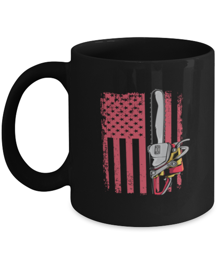 Coffee Mug Funny US Flag Chainsaw