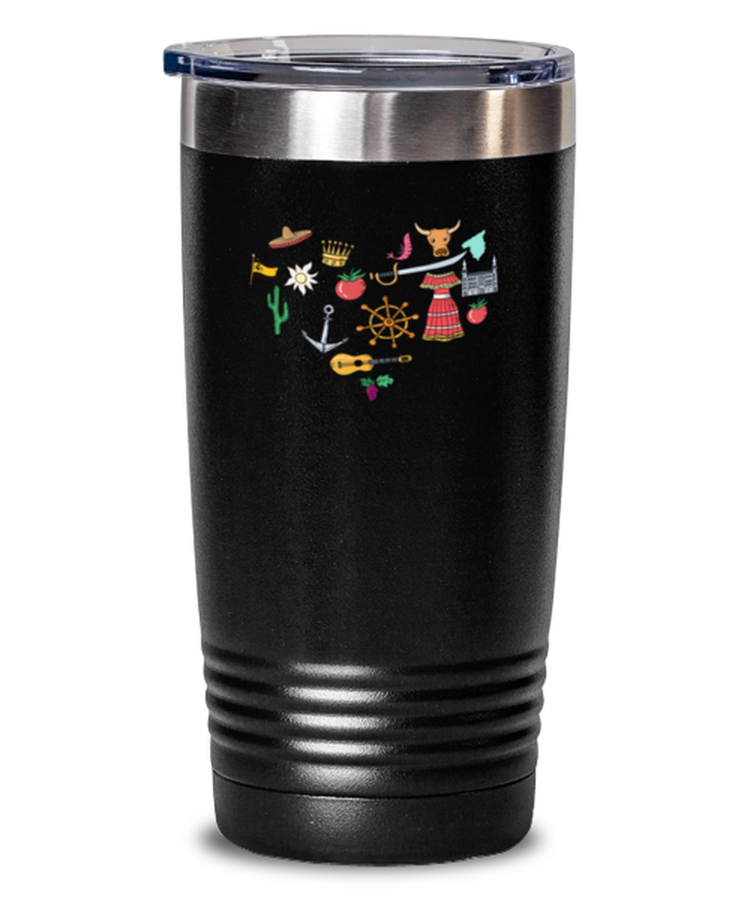 20 oz Tumbler Stainless Steel Insulated  Funny Heart Spain Spanish