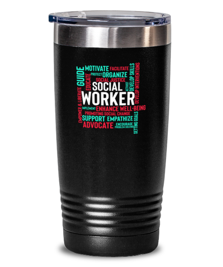 20 oz Tumbler Stainless Steel Insulated  Funny Social Work Month Social Worker