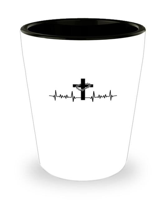 Shot Glass Party Funny Christian Cross Heartbeat