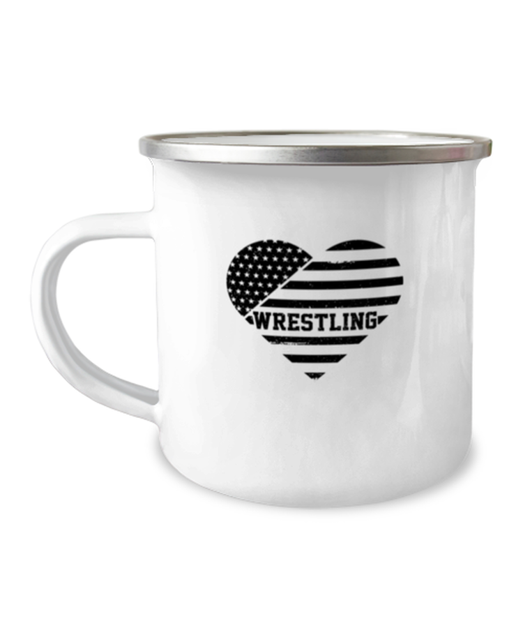 12 oz Camper Mug Coffee  Funny Wrestling USA Flag Sports
