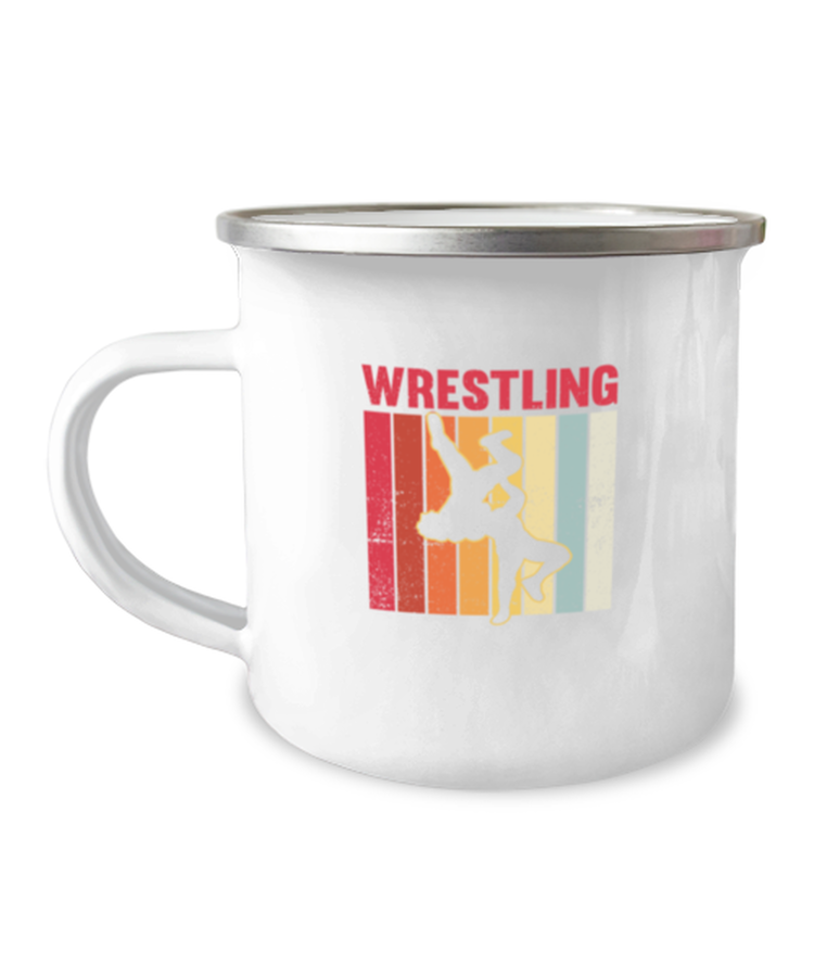 12 oz Camper Mug Coffee  Funny Wrestling USA Flag Sports
