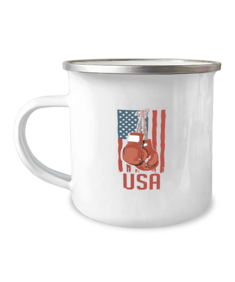 12 oz Camper Mug Coffee Funny Boxing Gloves American Flag