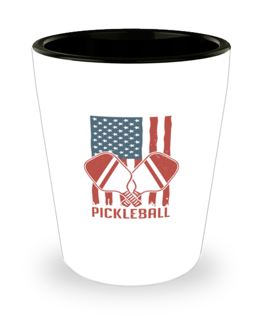 Shot Glass Tequila Party Funny Patriotism American Flag Pickleball