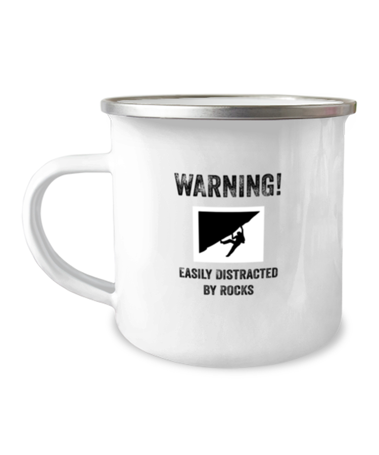 12 oz Camper Mug Party Funny Warning easily distracted by rocks