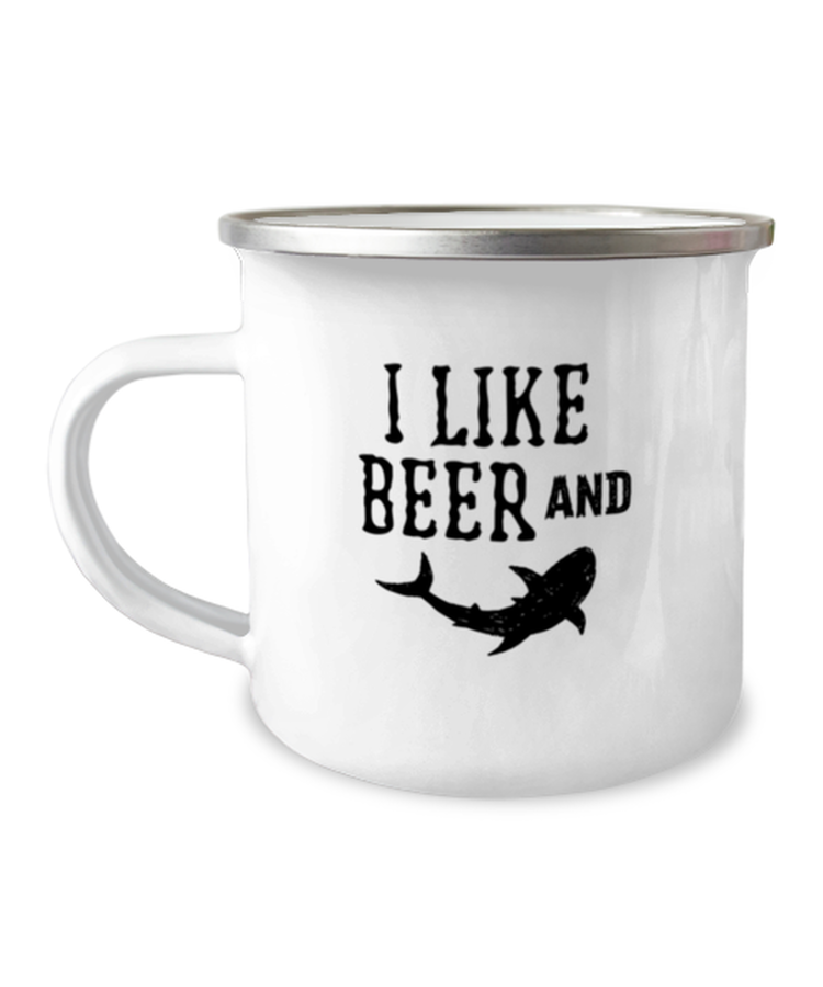 12oz Camper Mug  Funny I Like Beer And Shark
