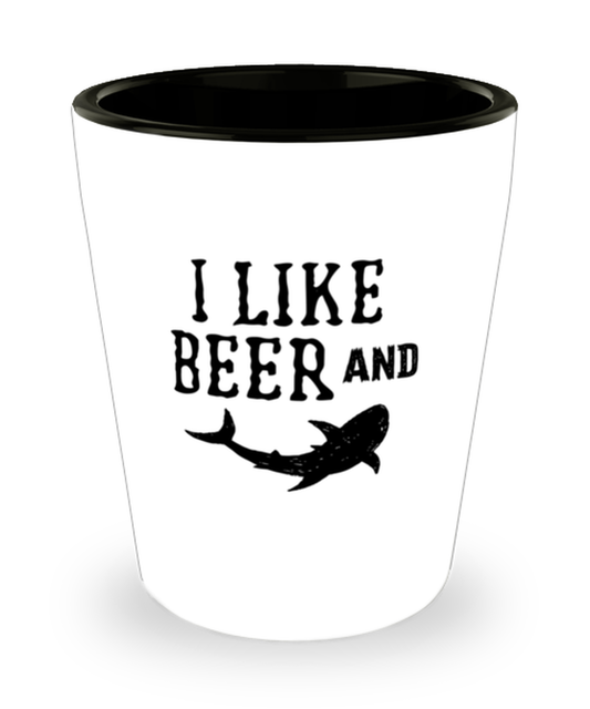 Shot Glass Tequila PartyFunny I Like Beer And Shark