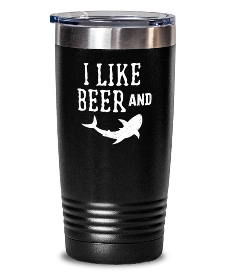 20 oz Tumbler Stainless Steel Funny I Like Beer And Shark