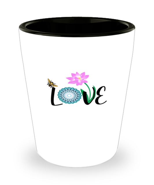 Shot Glass Tequila Party Funny Love Bee Flower